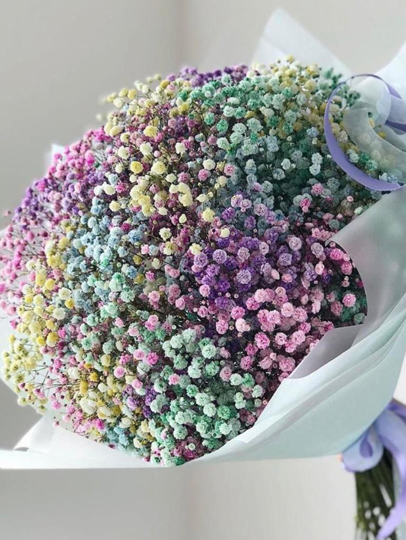 Радужное Облако из разноцветной гипсофилы